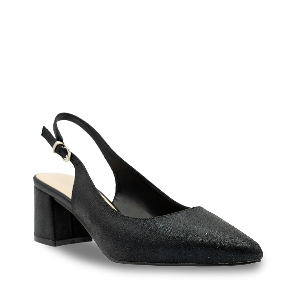 Flynn Black Wide Fit Block Heel Slingbacks Paradox London