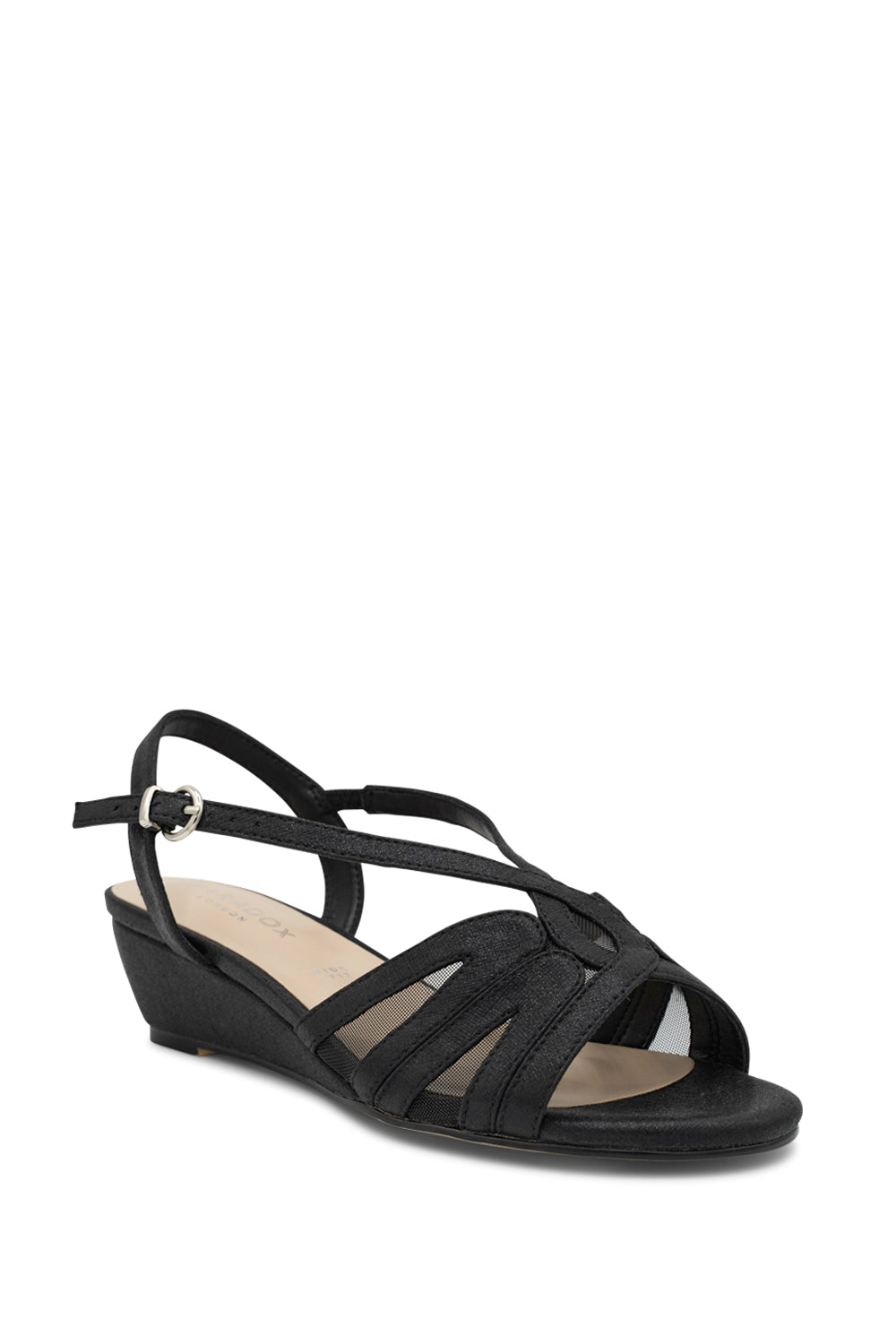 Black low wedge sandals online