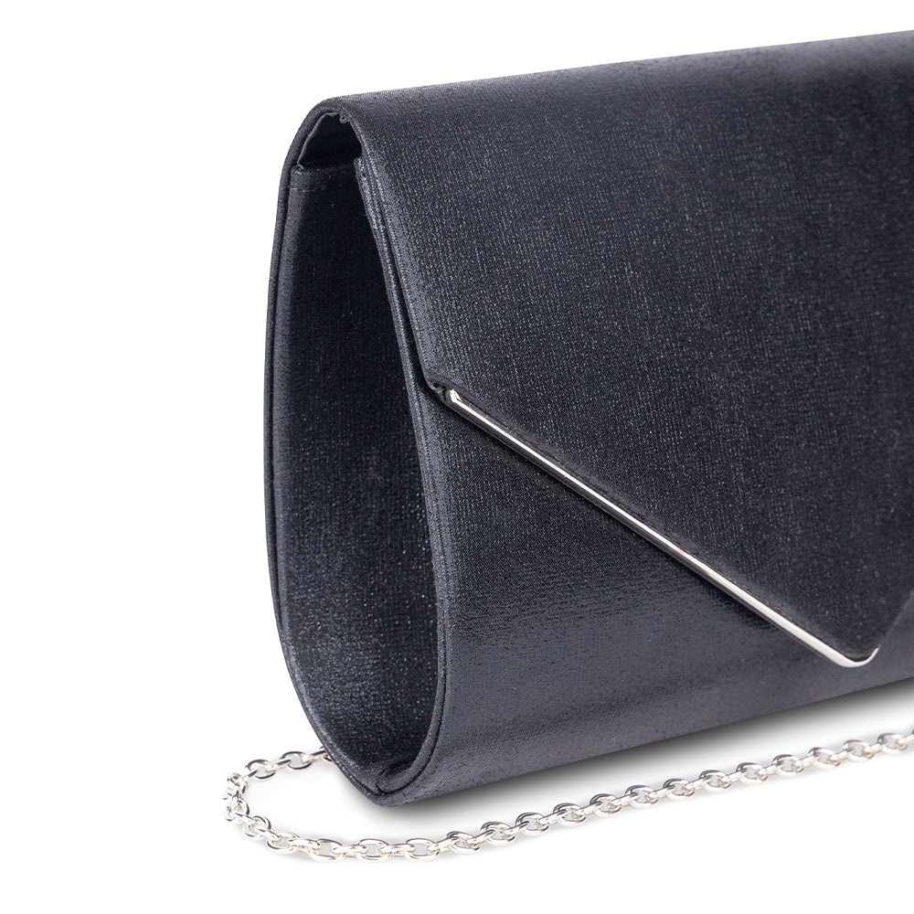 Black leather envelope clutch bag best sale