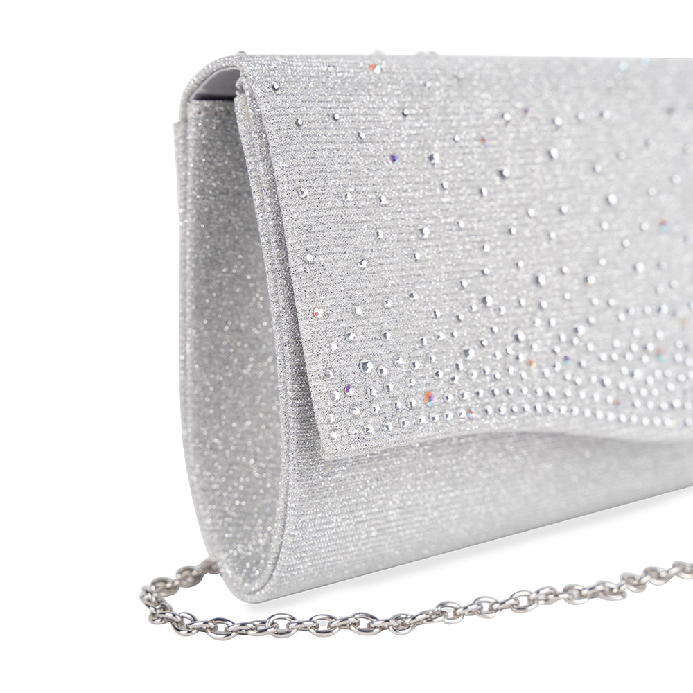 Silver rhinestone clutch online