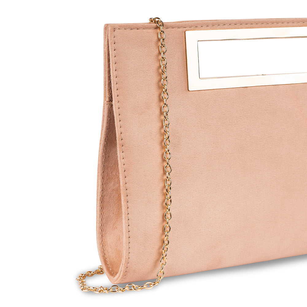 Beige clutch store hand bag