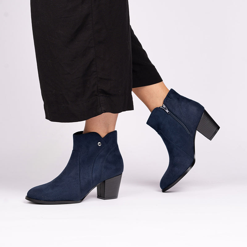 Ladies wide fit navy ankle boots best sale