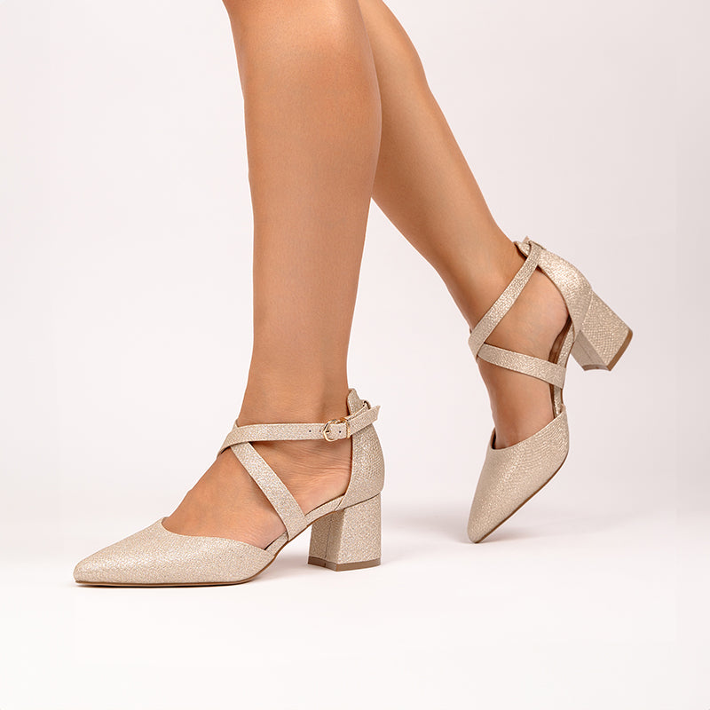 Champagne heels closed toe best sale