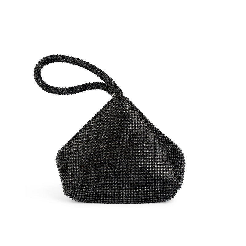 Dua Black Diamante Mesh Pouch Bag Paradox London