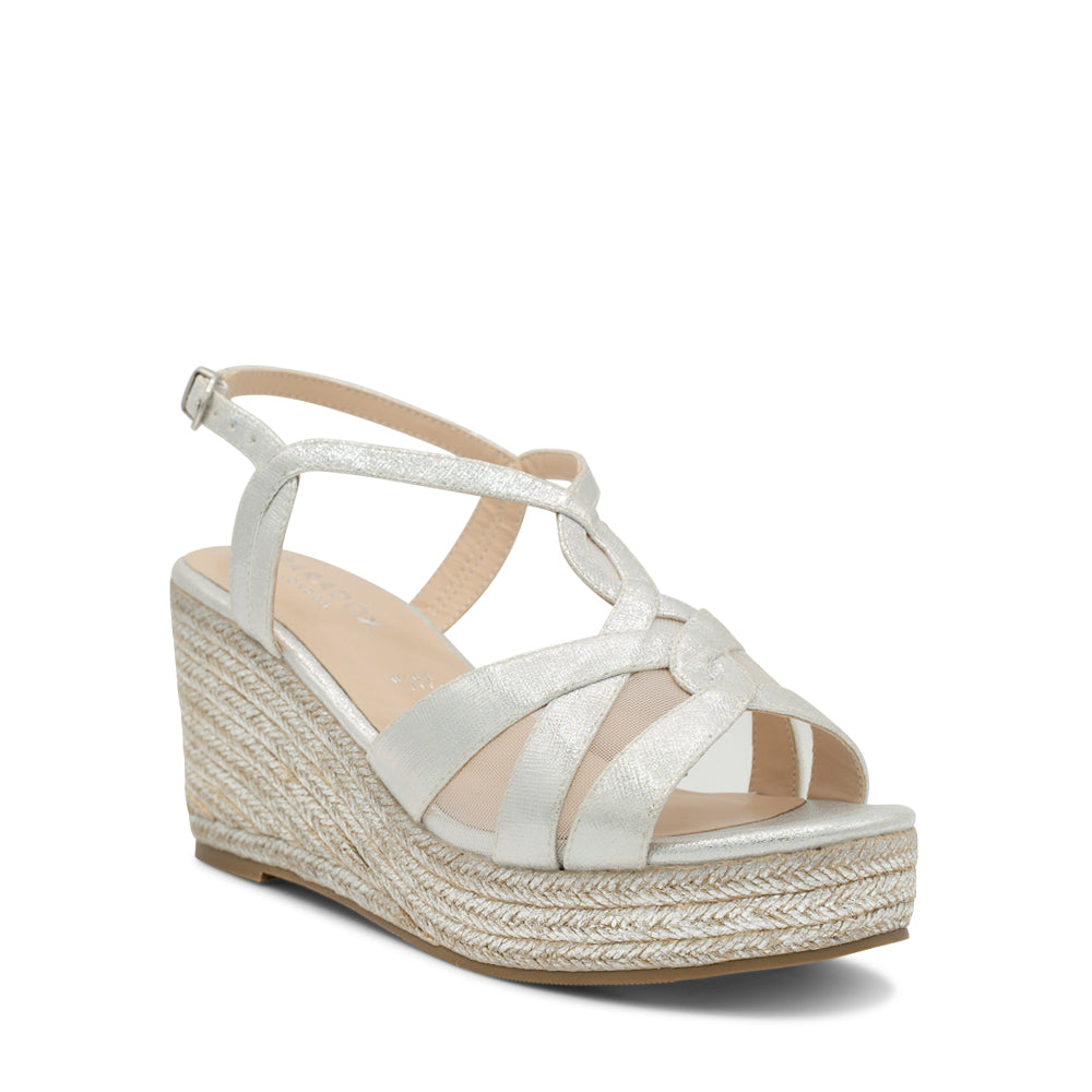 Yanelli Wide Fit Silver | Shimmer Wide Fit Wedge Espadrilles | Paradox ...