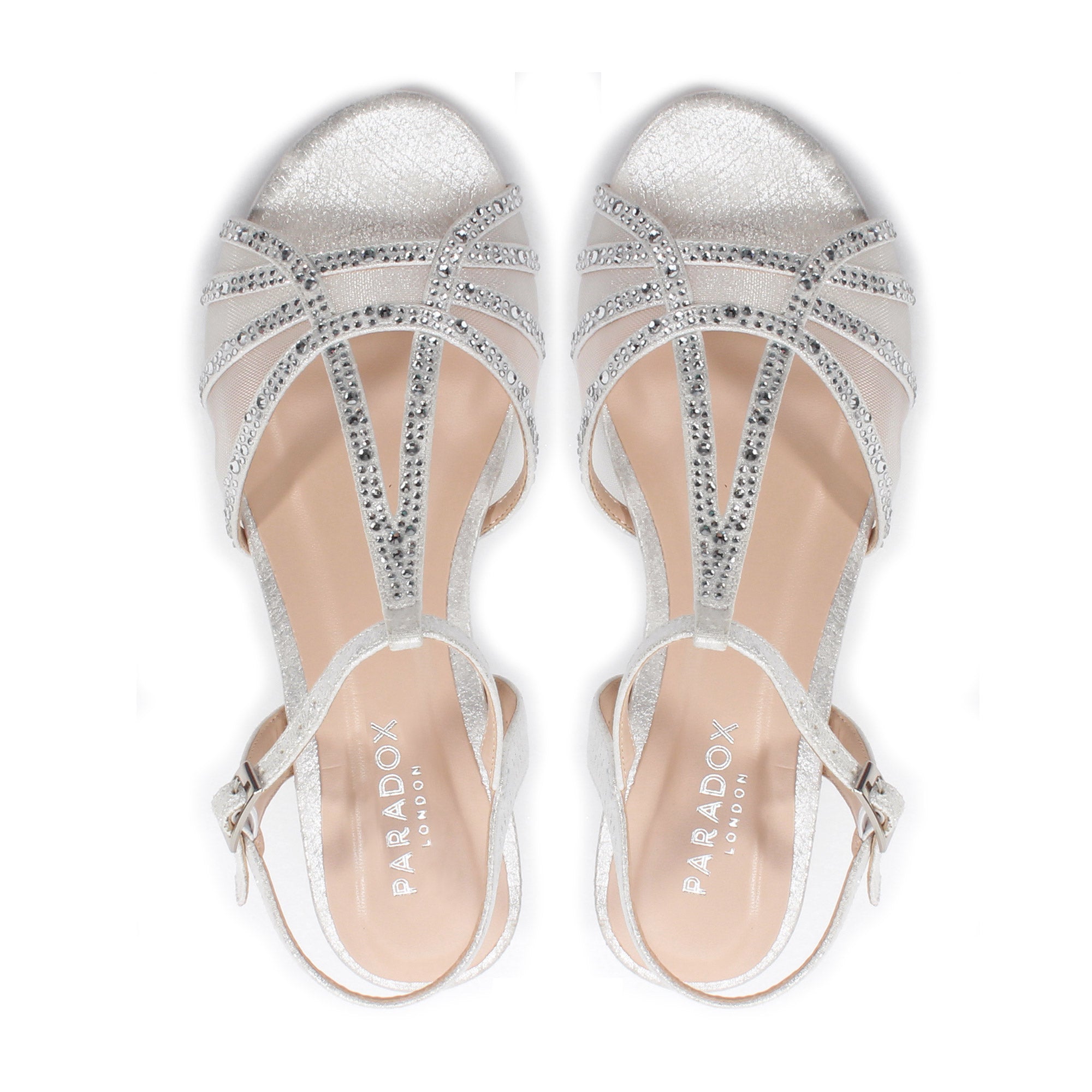 Jilly Silver Wide Fit Glitter Wedge Sandals Paradox London