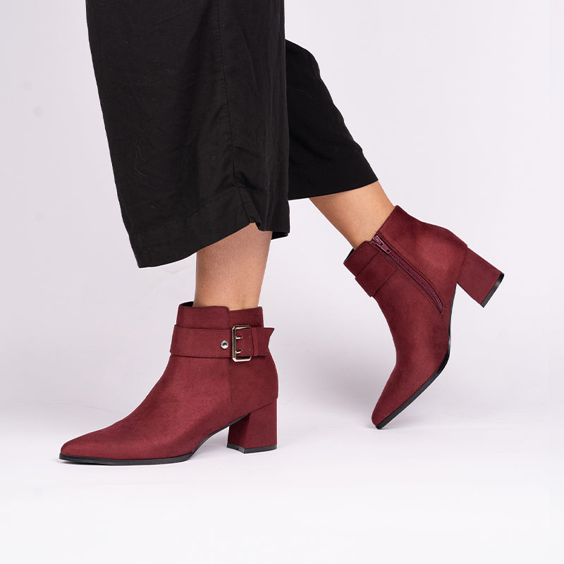 Aspen Burgundy Mid Heel Burgundy Ankle Boot Paradox London