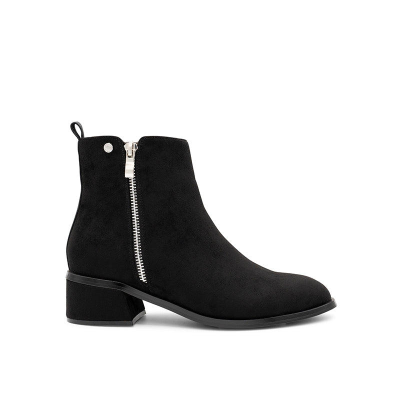 Paradox London Ainsley Black Block Heel Ankle Boots