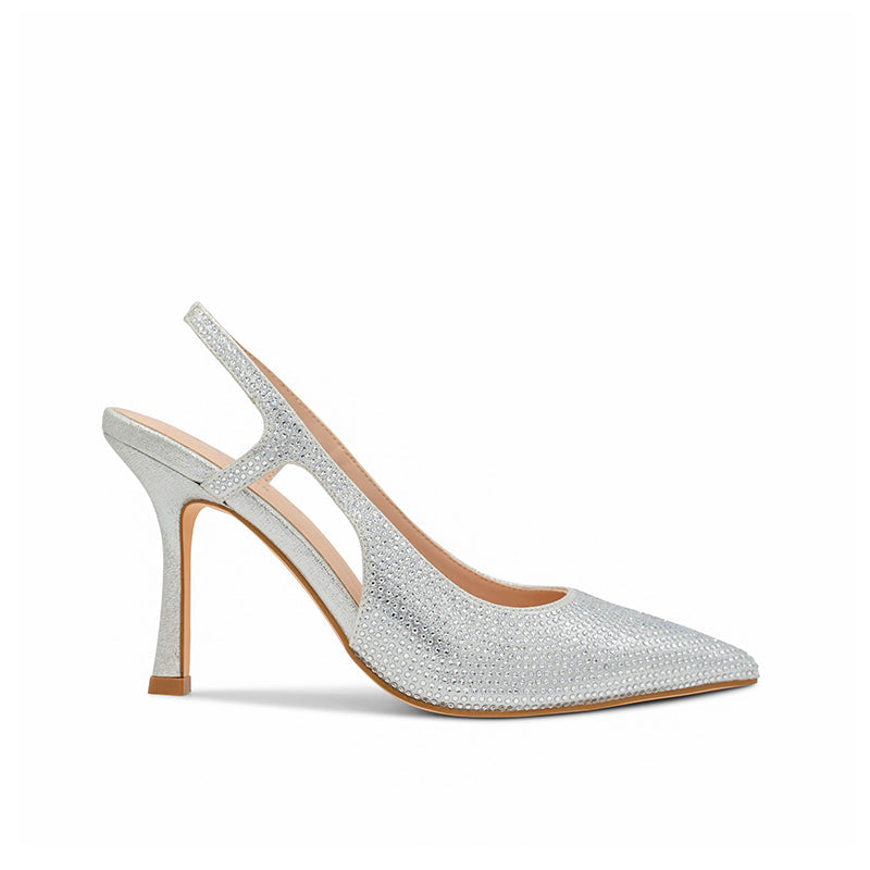 Paradox London Celia Silver Slingback Heels