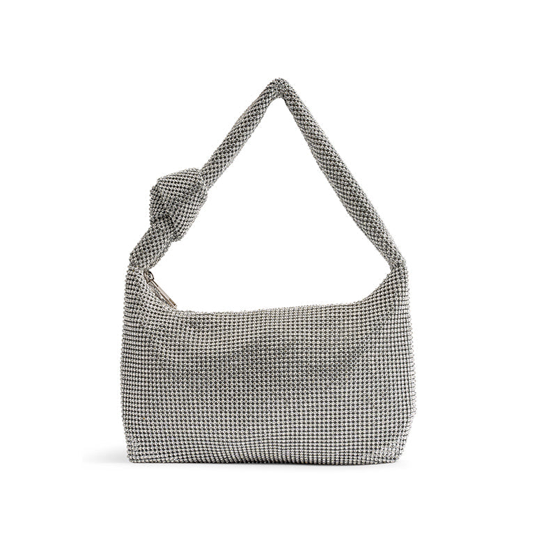 Paradox London Danni Silver Diamante Mesh Shoulder Bag