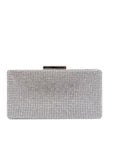 Paradox London Debra Silver Diamante Box Clutch Bag