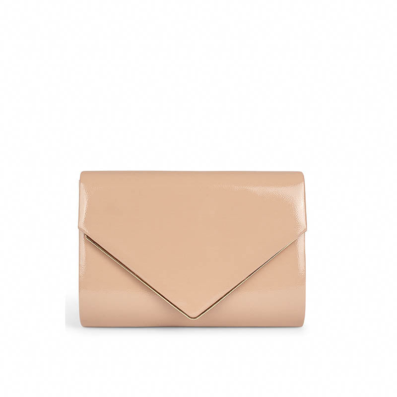 Paradox London Nude Deirdre Patent Envelope Clutch Bag