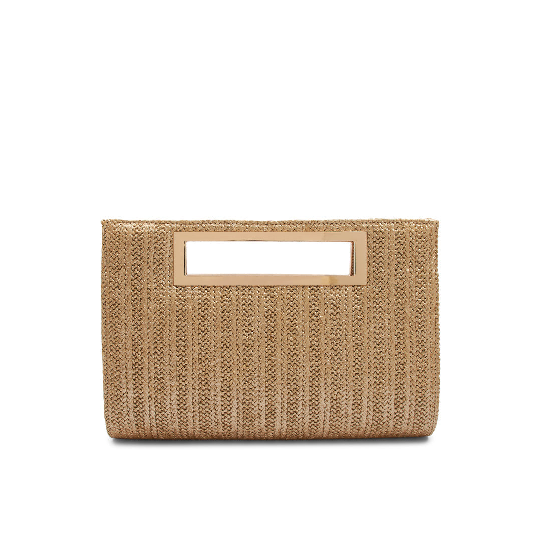 Paradox London Gold Raffia Clutch Bag