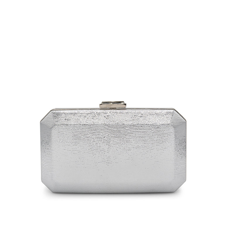 Paradox London Dimitra Silver Box Clutch Bag 