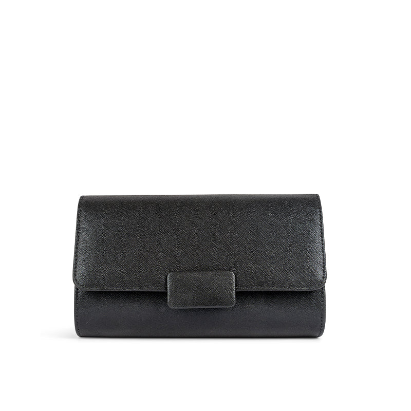 Paradox London Black Shimmer Dinah Clutch Bag