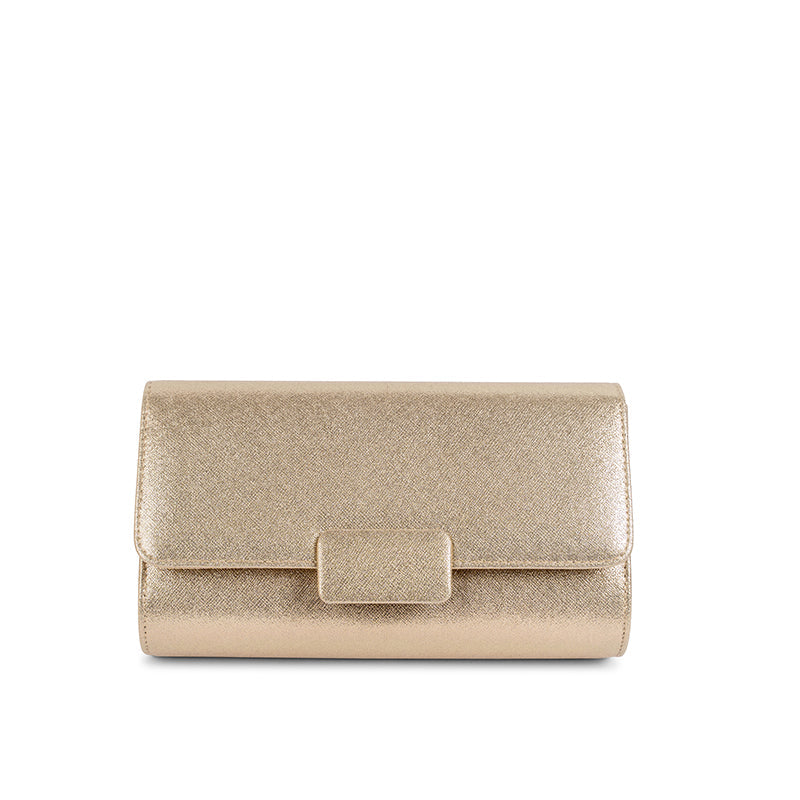 Paradox London Champagne Shimmer Dinah Clutch Bag