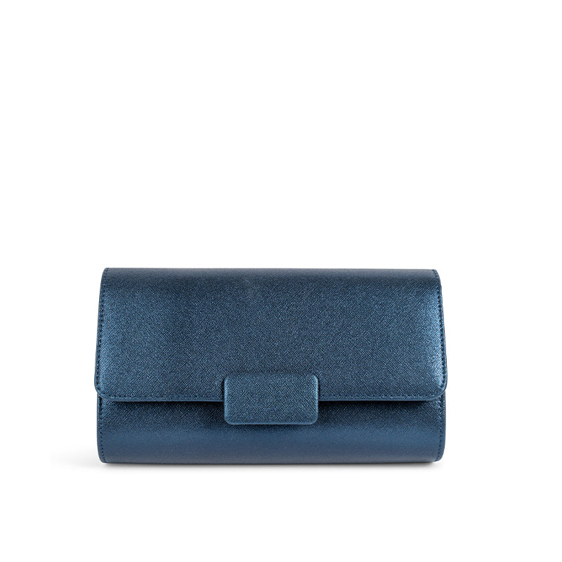 Paradox London Navy Shimmer Dinah Clutch Bag