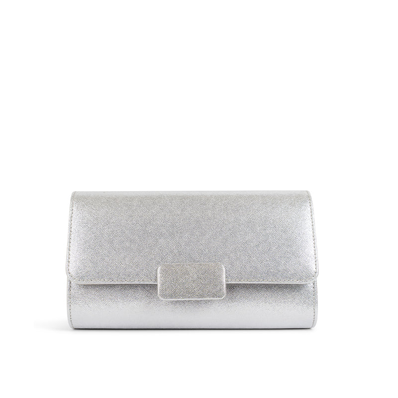 Paradox London Silver Shimmer Dinah Clutch Bag