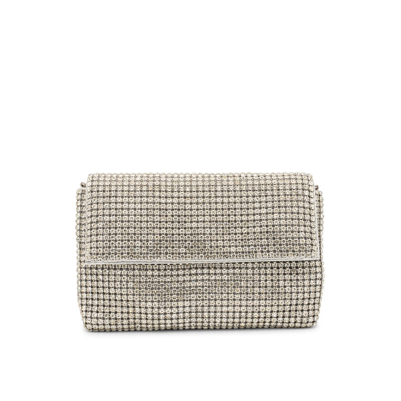 Paradox London Donatella Silver Soft Clutch Bag