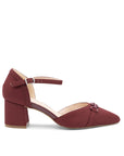 Paradox London Farina Wide Fit Burgundy Block Heels