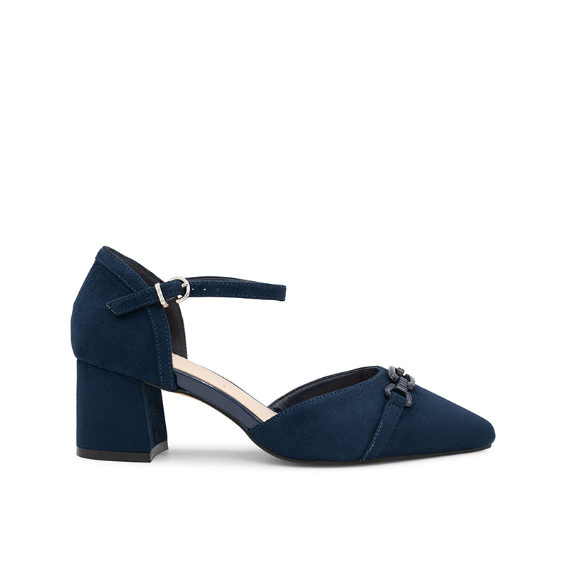 Paradox London Farina Wide Fit Navy Block Heels