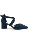 Paradox London Ffion Navy Wide Fit Low Block Heel Shoes 