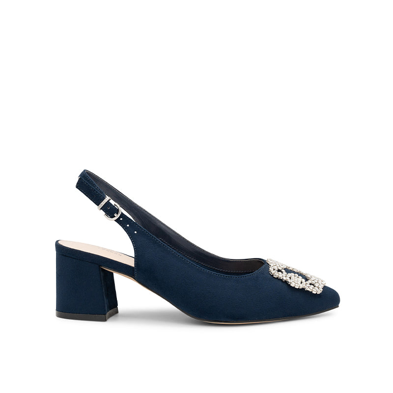 Paradox London Fylls Navy Wide Fit Block Heel Slingback shoe