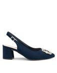 Paradox London Fylls Navy Wide Fit Block Heel Slingback shoe