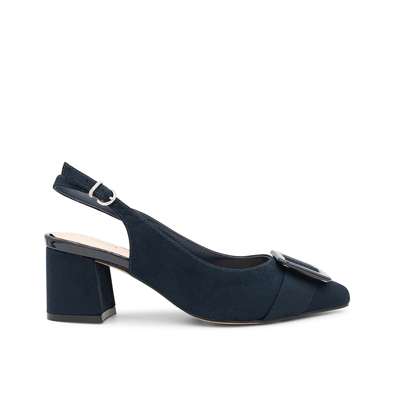 Paradox London Fiona Navy Wide Fit Block Heel Shoes