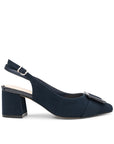 Paradox London Fiona Navy Wide Fit Block Heel Shoes