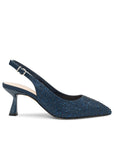 Pradox London Fiora Wide Fit Navy Shimmer Slingback Heel