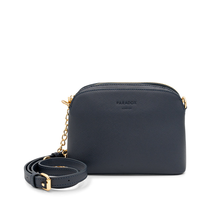 Paradox London Olive Navy Faux Leather Crossbody Bag