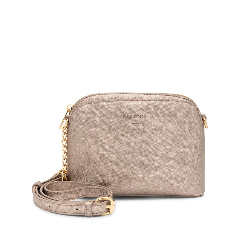 Paradox London Olive Pewter Faux Leather Crossbody Bag