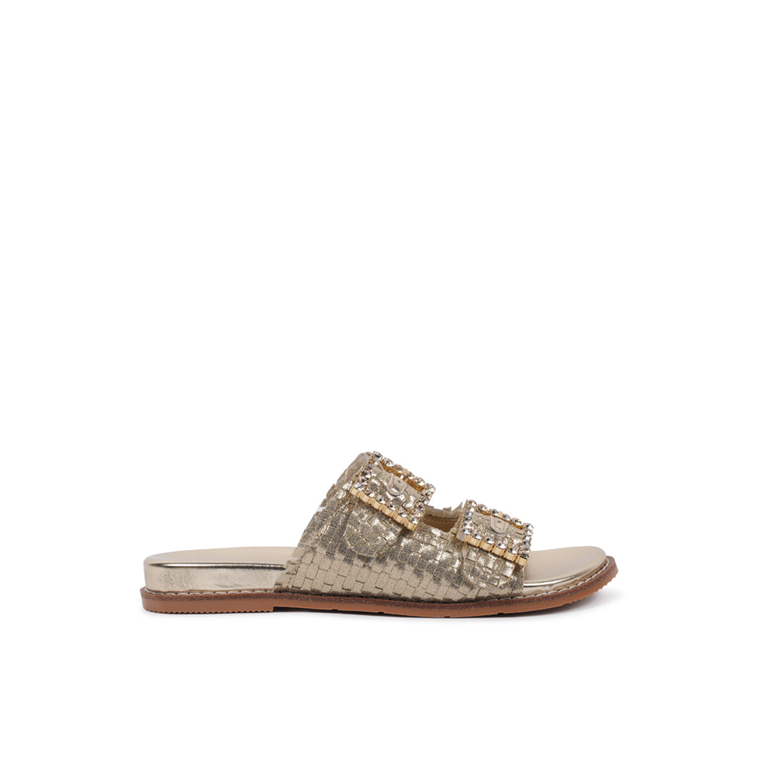 Flat gold comfort fit sandals by Paradox London